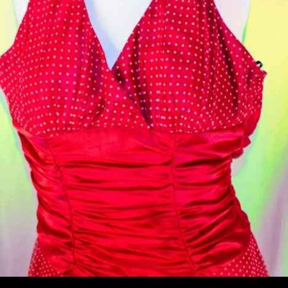 Masquerade Prom Dress Red With White Polka see Dots